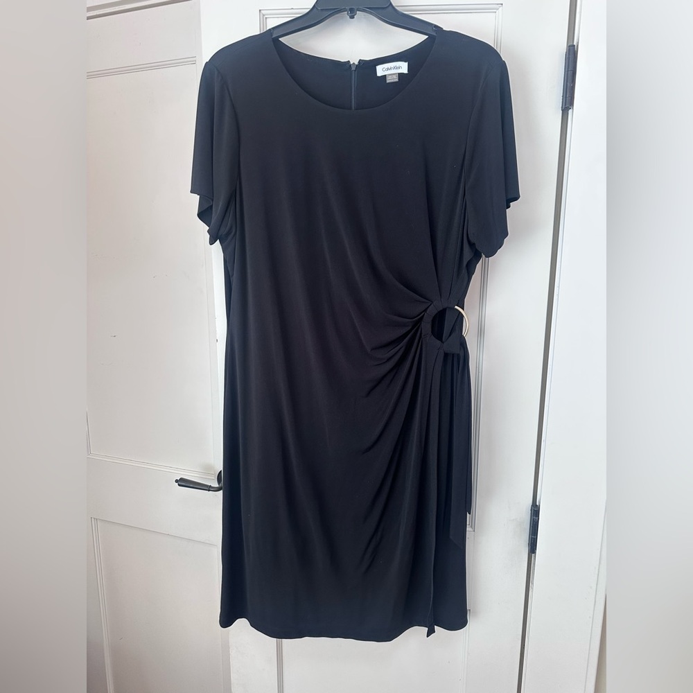 EUC LBD GORGEOUS WRAP ILLUSION DRESS BY CALVIN KLEIN 20W PLUS SIZE BLACK DRESS